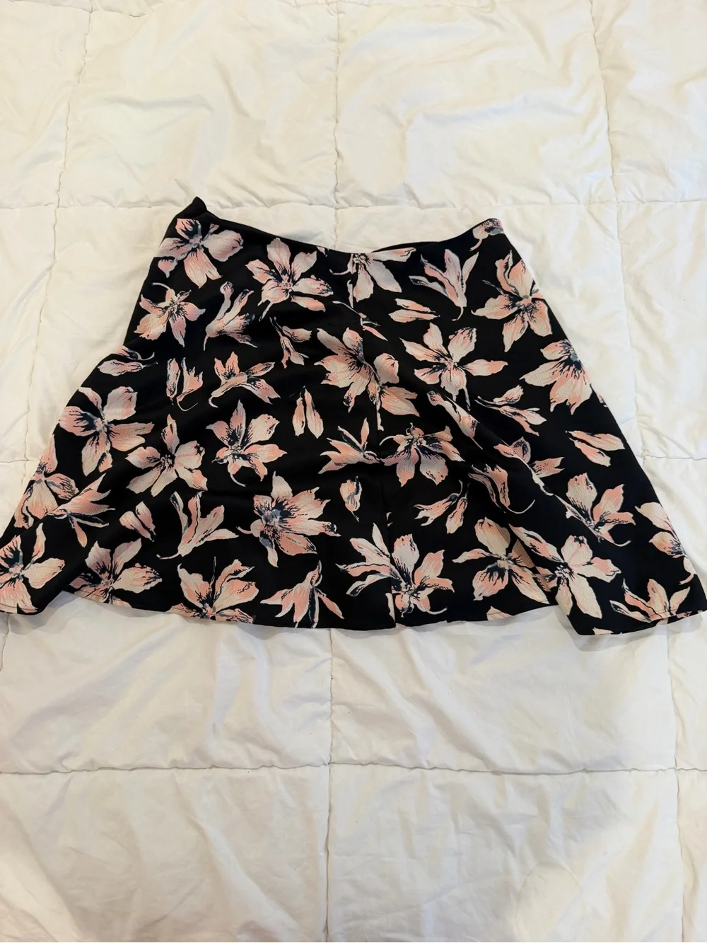 Madewell Black Skater Skirt with Blush Floral Print